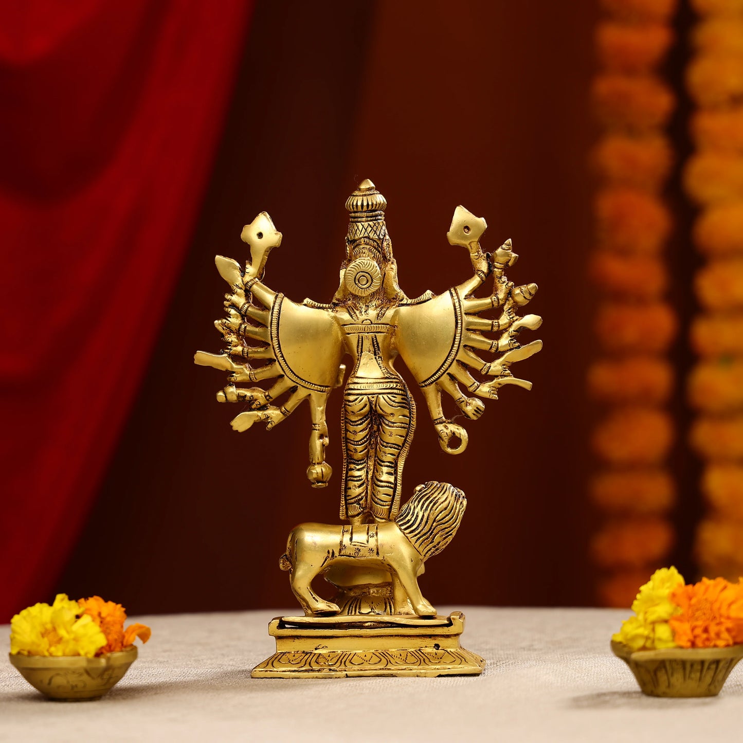 Super Fine Brass Vishnu Durgaor Mahisasur Mardini Durga Idol