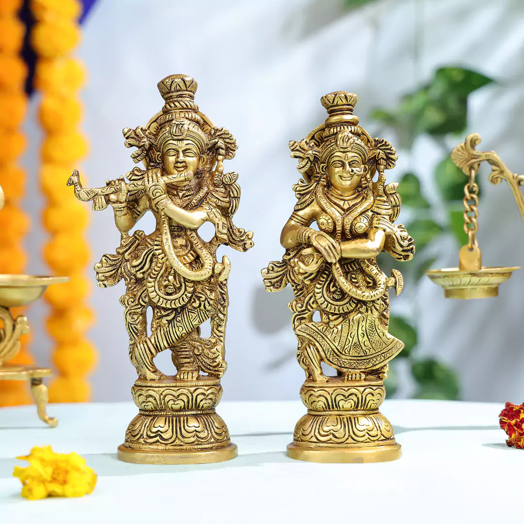 10" Super Fine Brass Radha Krishna Pair