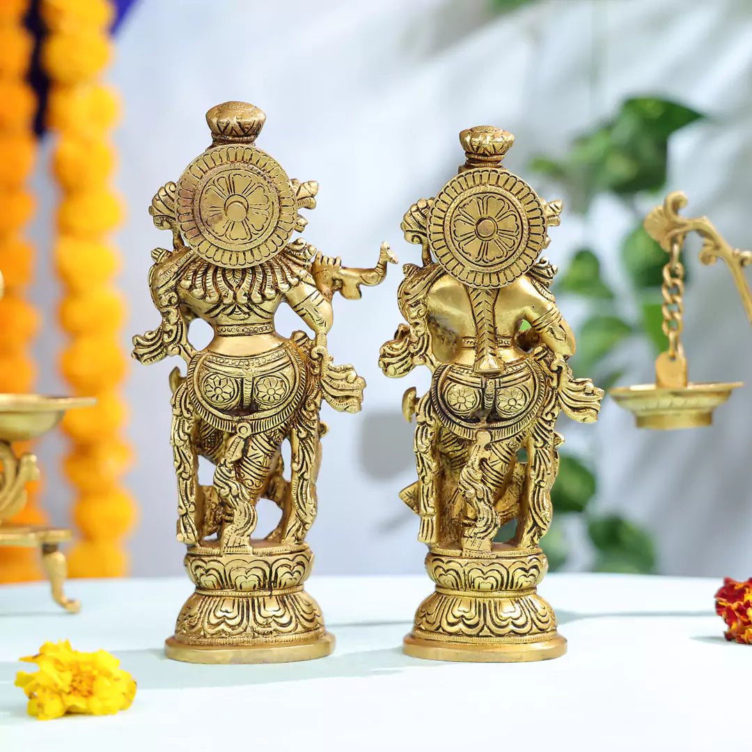 10" Super Fine Brass Radha Krishna Pair