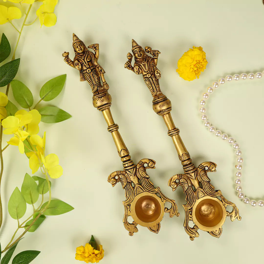 11" Brass Lord Vishnu & Laxmi Pooja Hawan Spoon