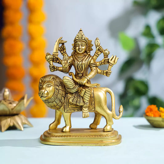 Brass Maa Durga Sitting On A Lion Idol