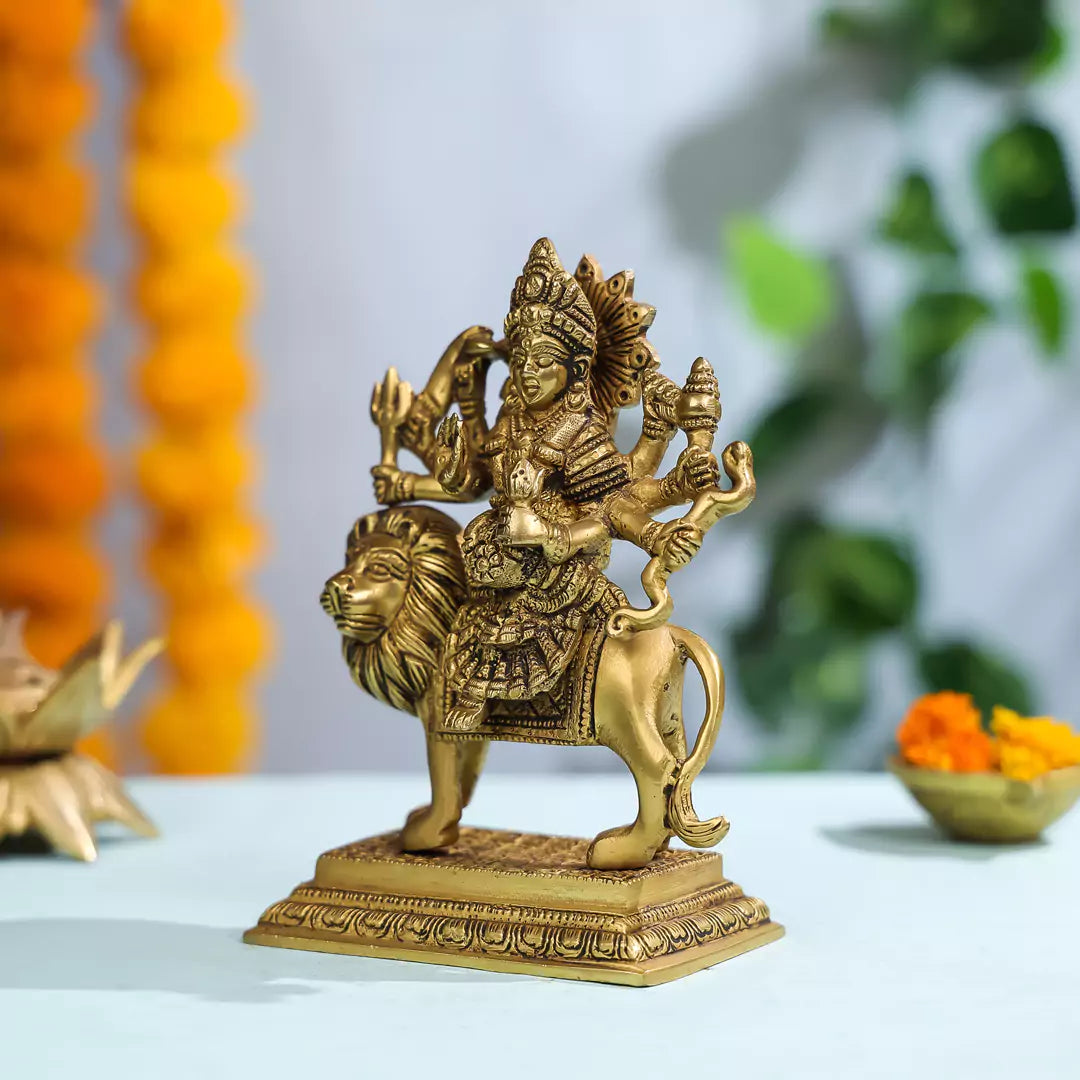 Brass Maa Durga Sitting On A Lion Idol