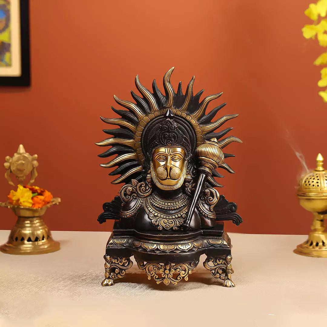 14.5_Coloured_Brass_Lord_Hanuman_Bust_Idol_Antique_Finish_1