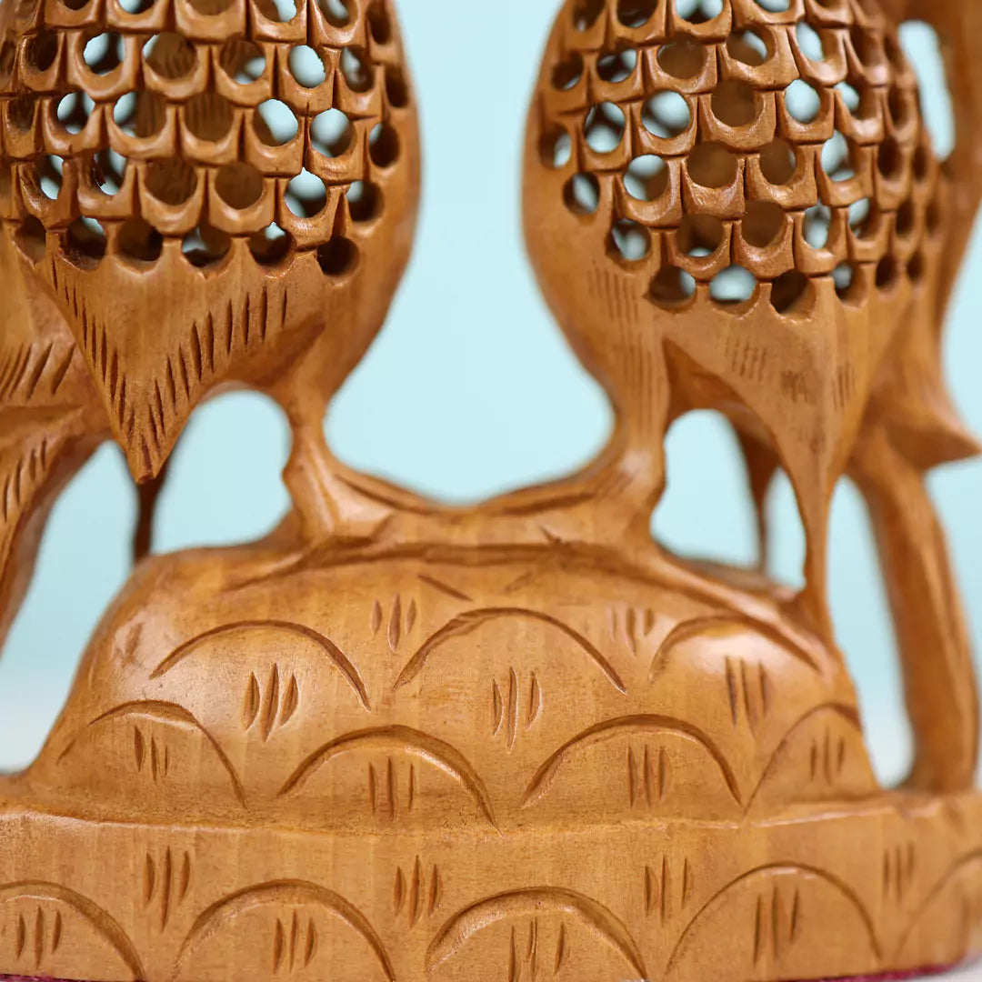 Kadam Wood Undercut Fine Love Birds Table Decor