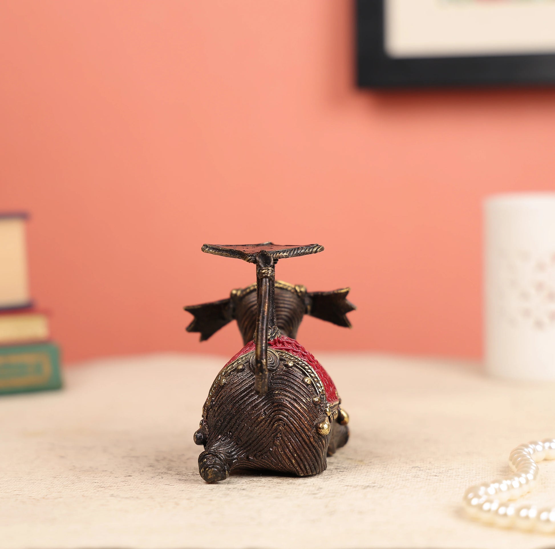 Dhokra Art Coloured Tribal Elephant Candle Holder