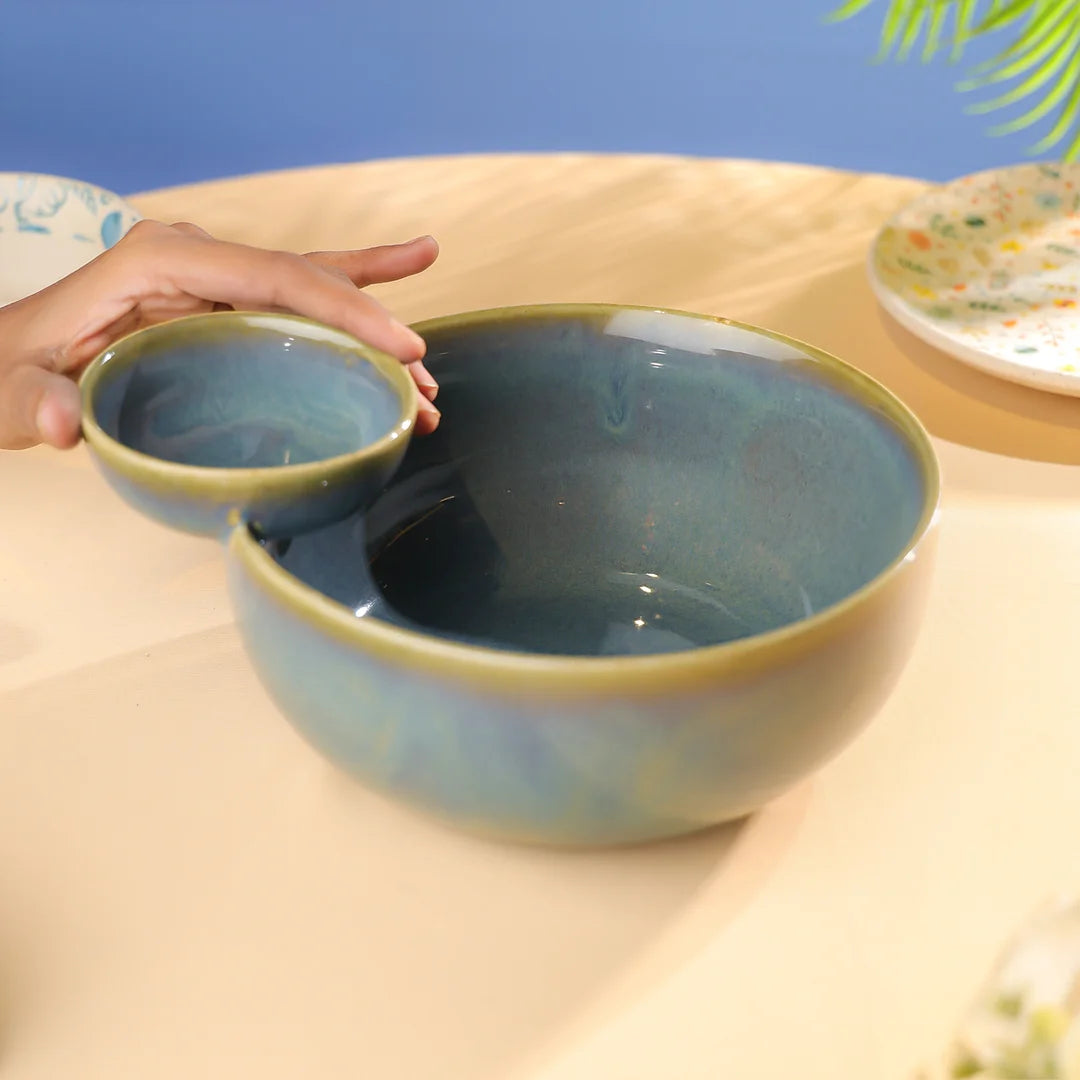 9" Studio Pottery Glossy Dip & Bowl Set