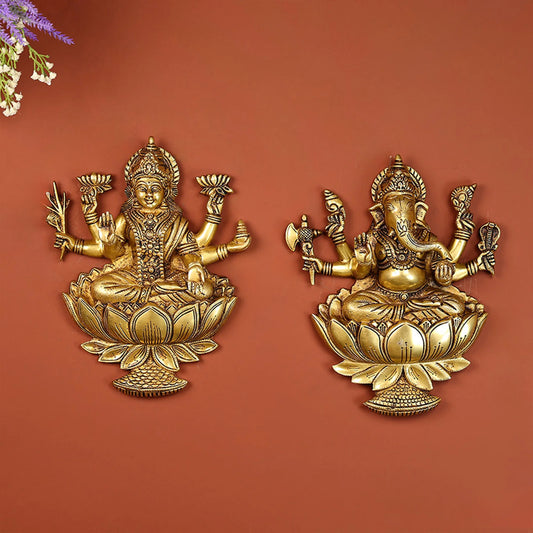 Brass Laxmi And Ganesha Idol Wall hanging