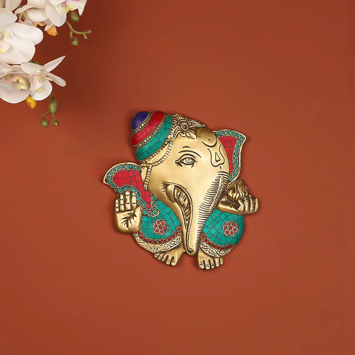 Brass God Ganesha Mask Wall Hanging