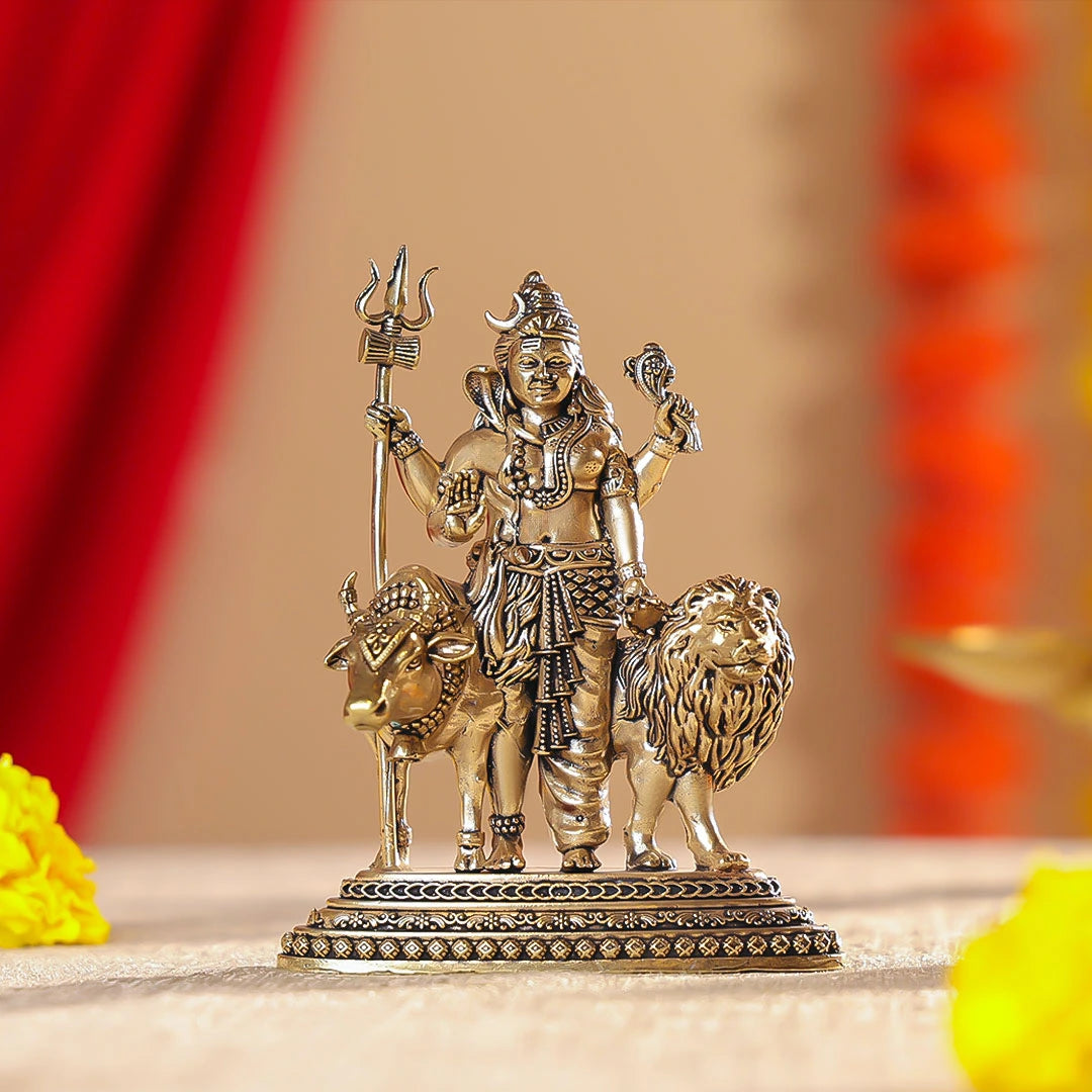 4.5" Brass Premium Finish Lord Shiva Ardhanarishvara Idol