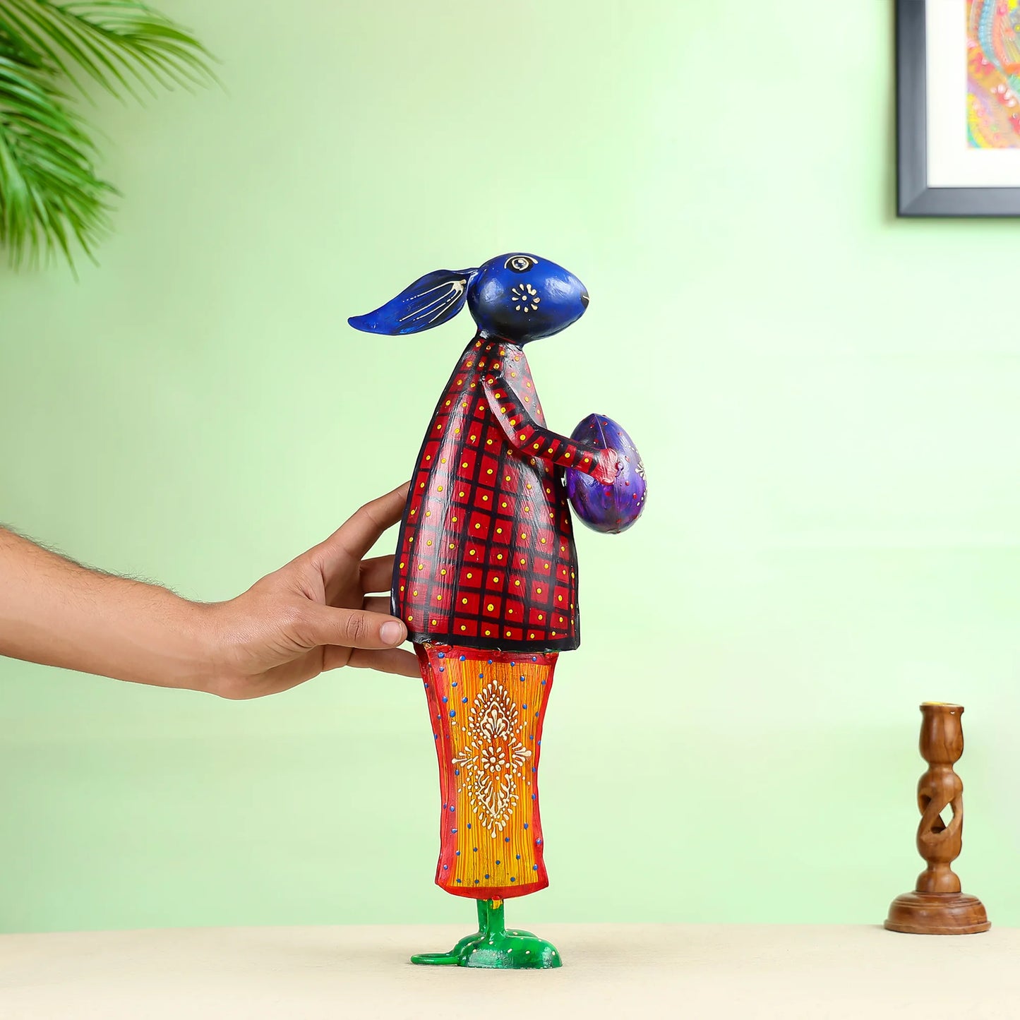 Iron Crafted Hand Printed Rabbit table Decor