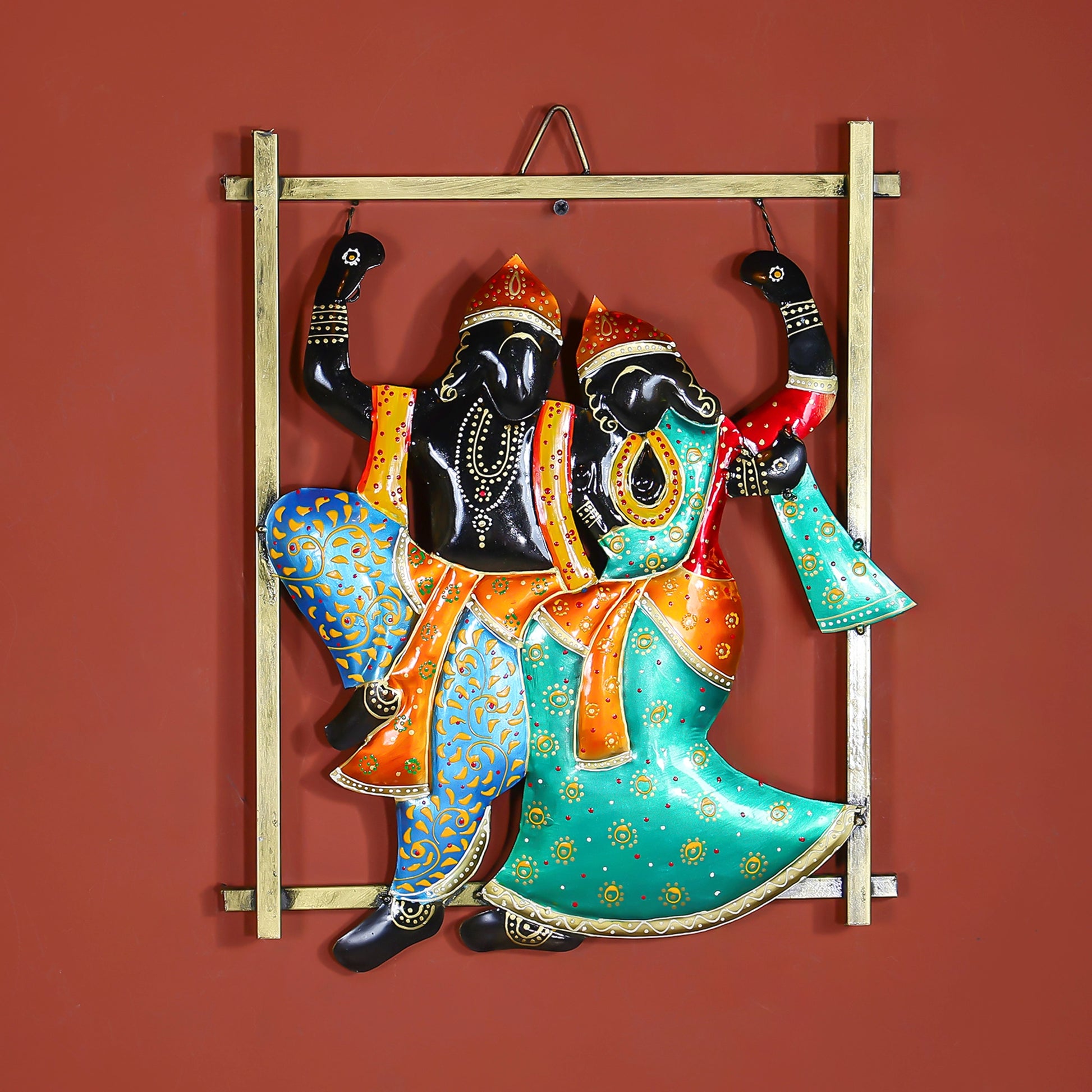 Bastar Hand-painted Iron Crafted Lord Radha Krishna Wall Art