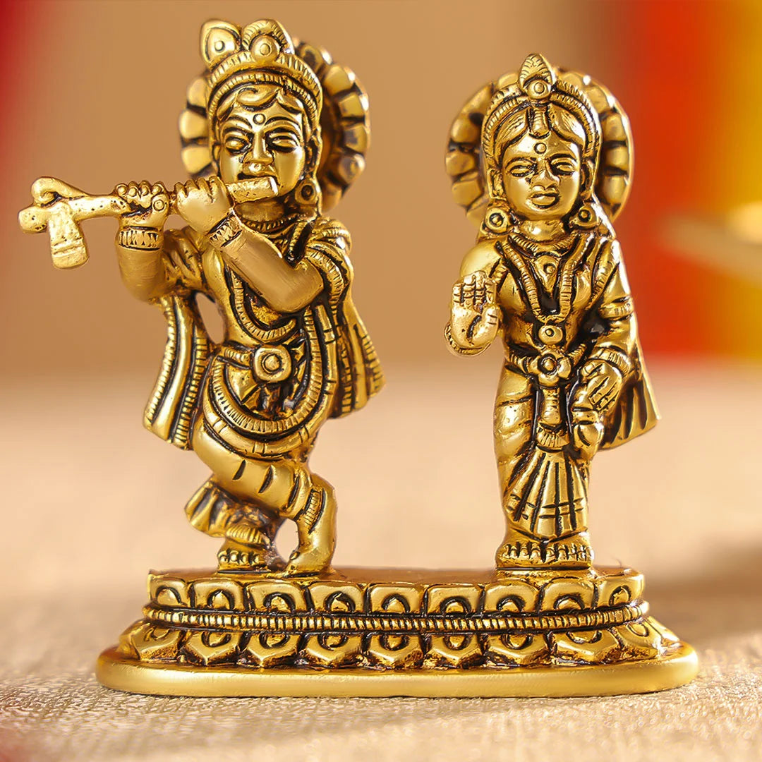 Brass Statue Radha & Krishna