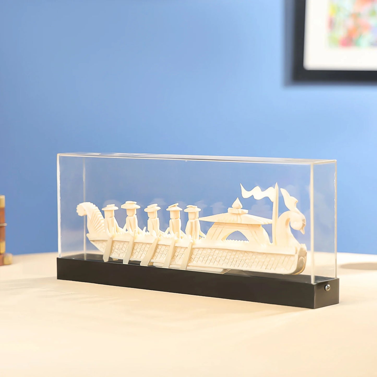 12" Sholapith Crafted Tribal Boat Race Table Decor