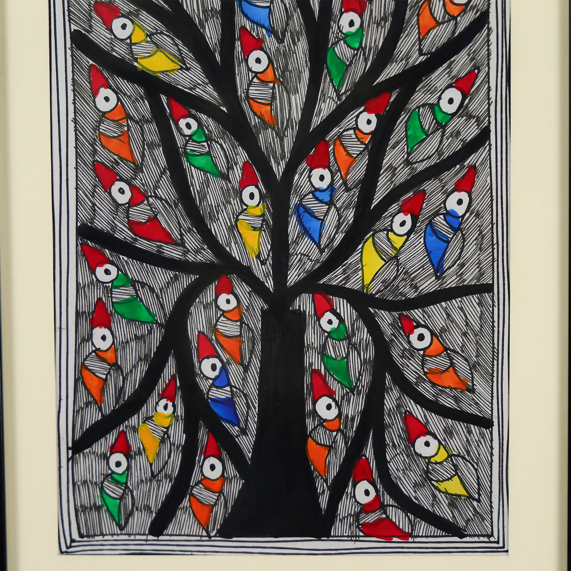 Traditional Wall Art Of Flock Of Birds On A Tree