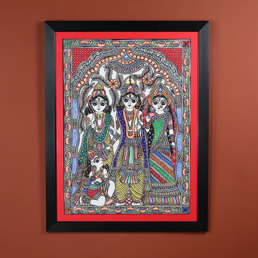 Madhubani Hand-painted Lord Ram Darbar Wall Art