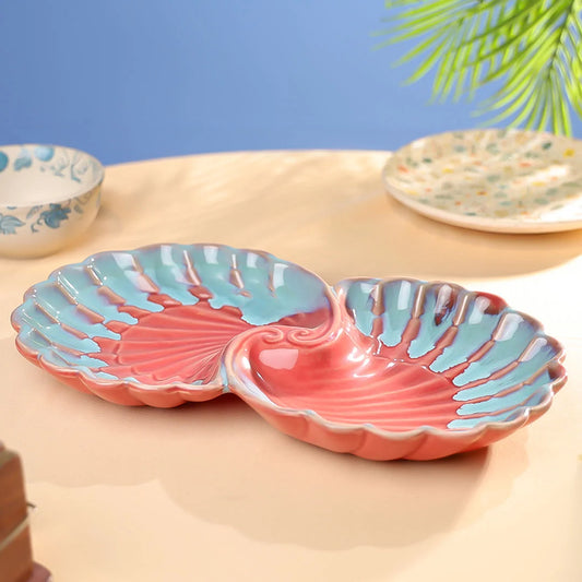 Studio Pottery Embossed Twin Shell Platter