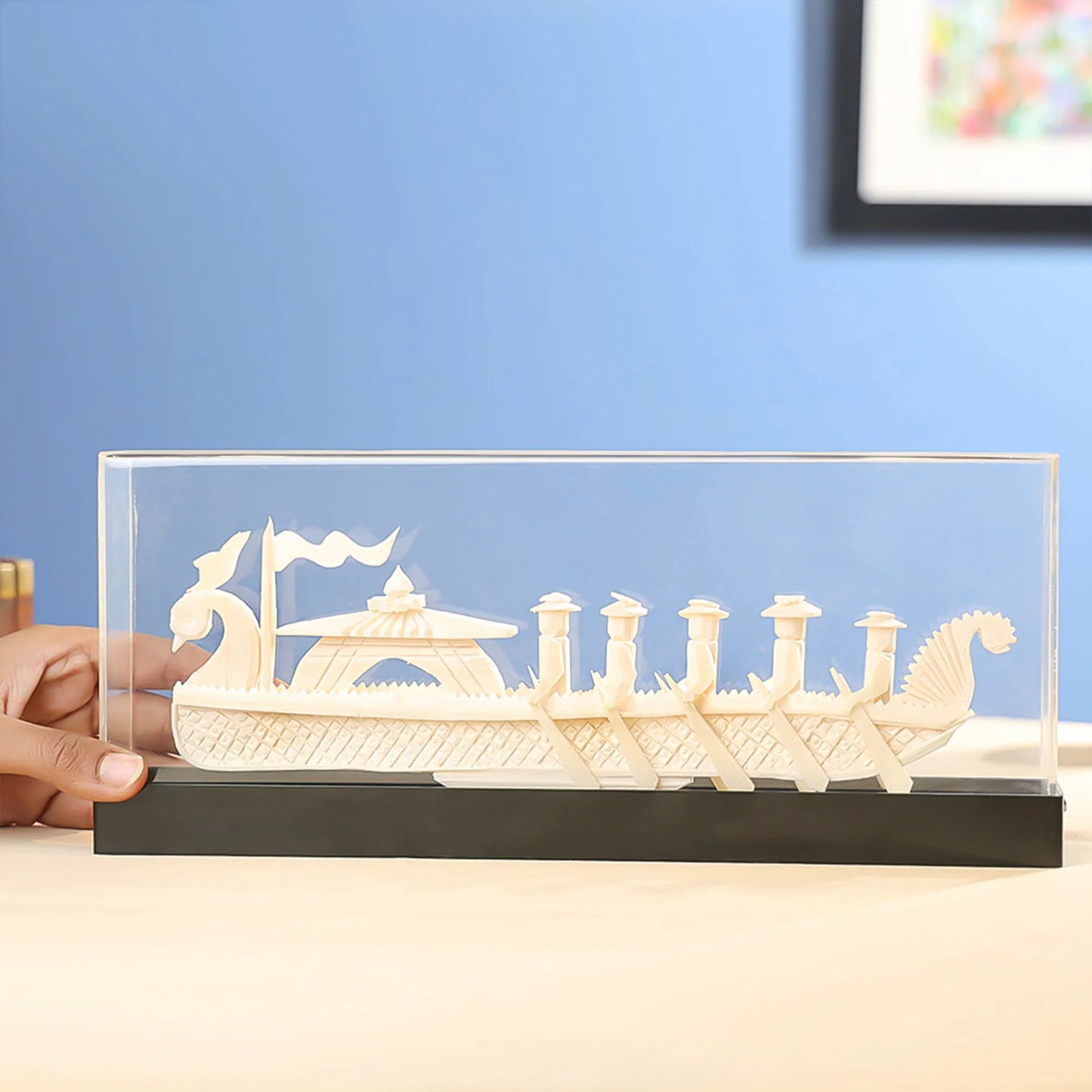 12" Sholapith Crafted Tribal Boat Race Table Decor