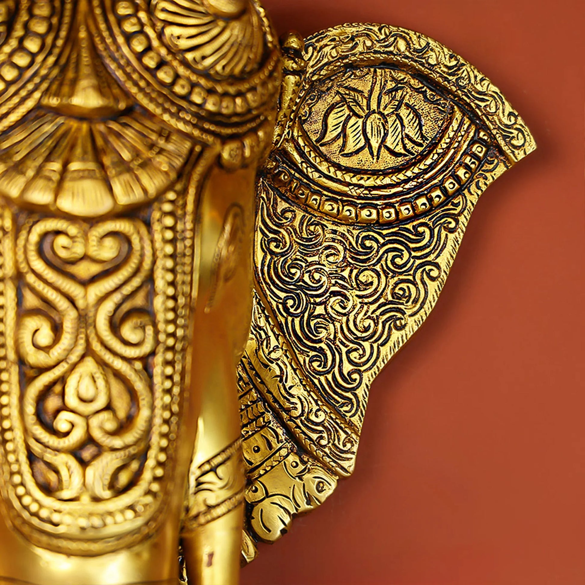 Brass Elephant Face With Wall Hanging