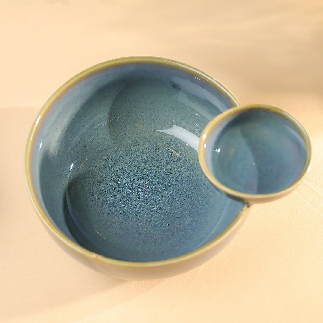 9" Studio Pottery Glossy Dip & Bowl Set