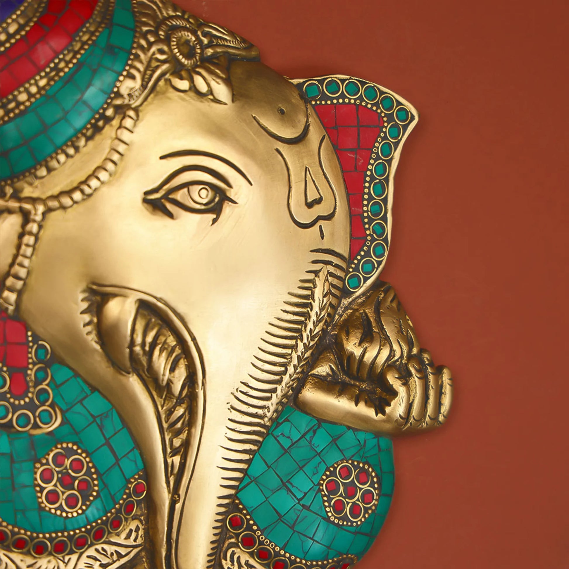 Brass God Ganesha Mask Wall Hanging