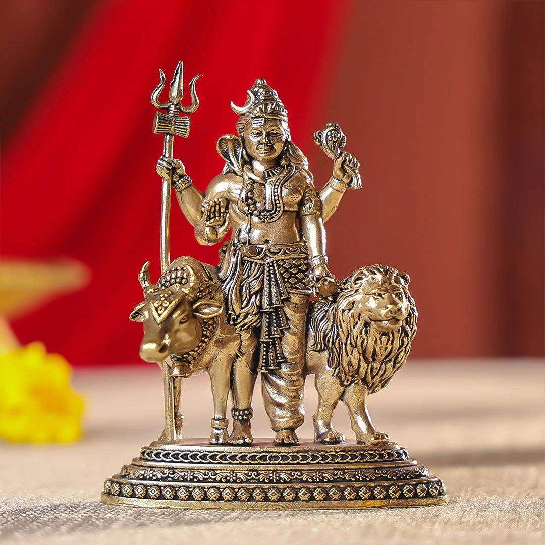4.5" Brass Premium Finish Lord Shiva Ardhanarishvara Idol