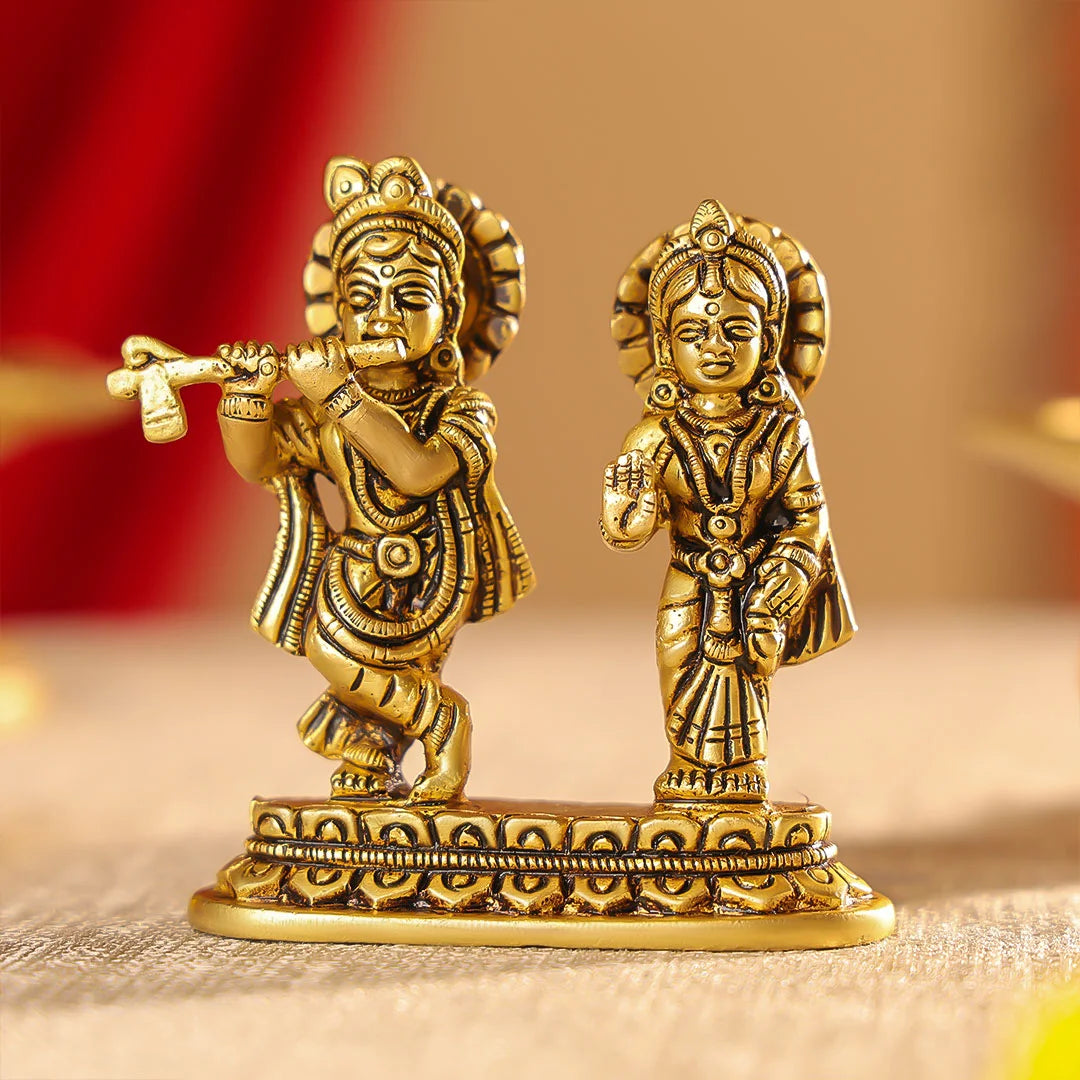 Brass Statue Radha & Krishna