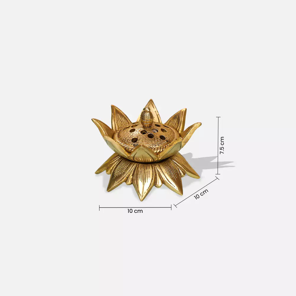 3" Brass Lotus Shaped Designer Incense Holder