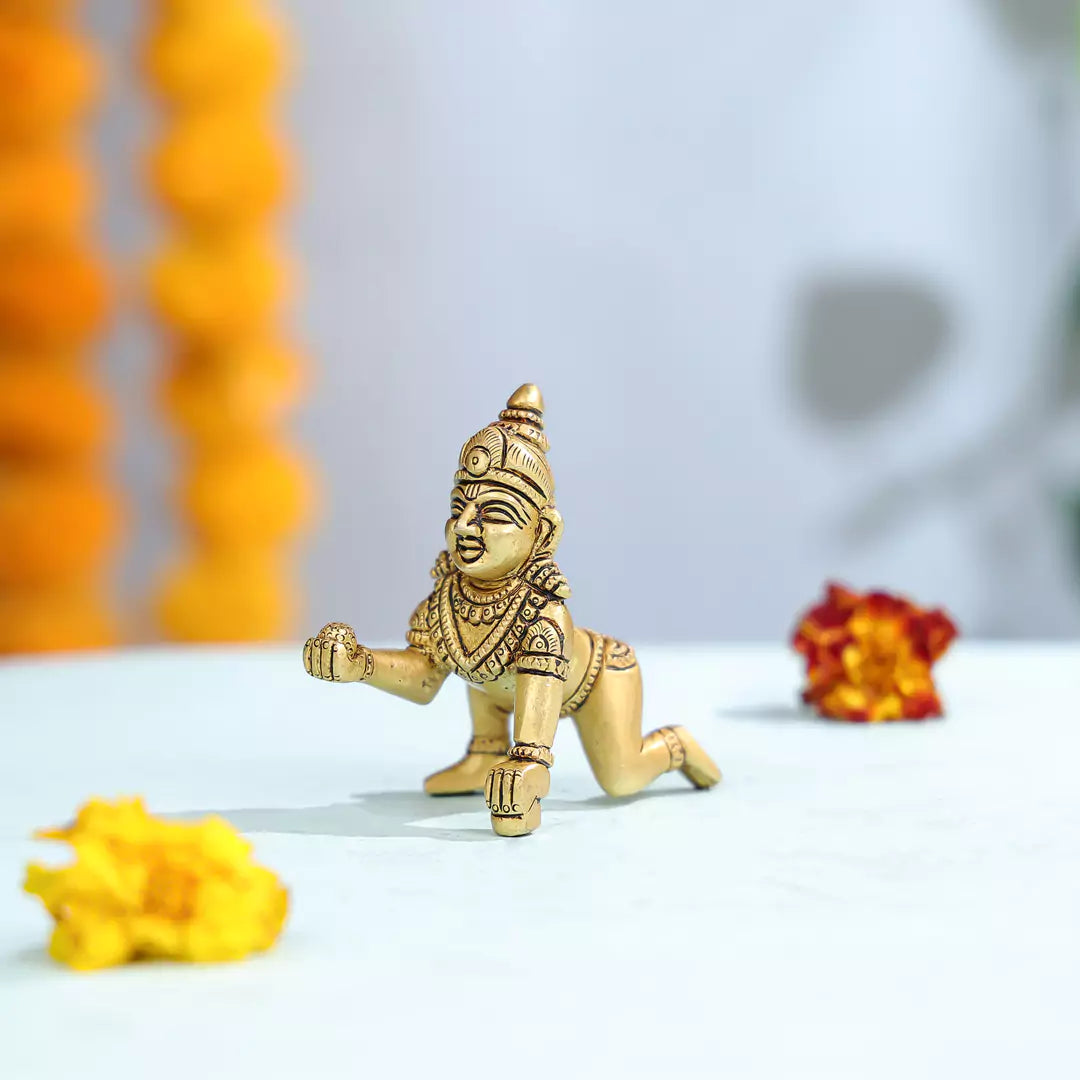 3.5" Super Fine Brass Ladoo Gopal Idol