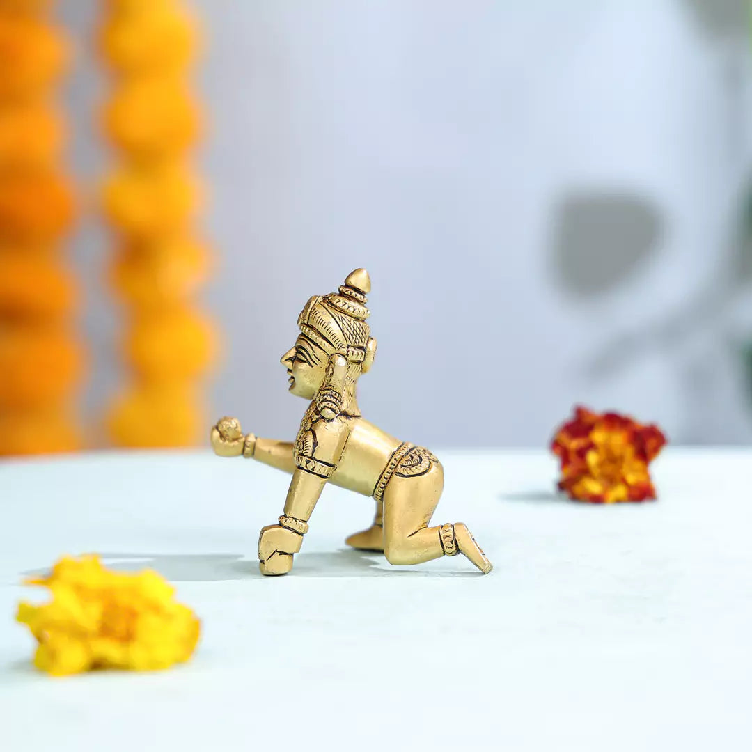 3.5" Super Fine Brass Ladoo Gopal Idol 2