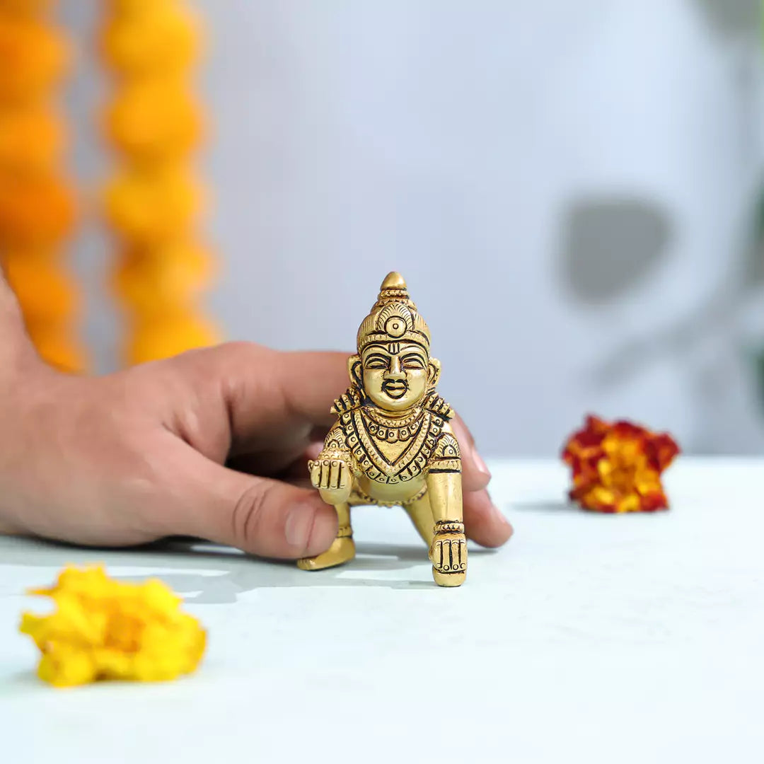 3.5" Super Fine Brass Ladoo Gopal Idol
