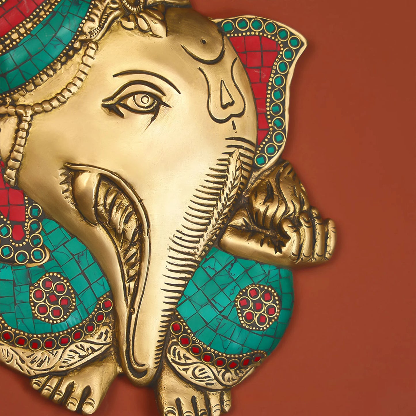 Brass God Ganesha Mask Wall Hanging
