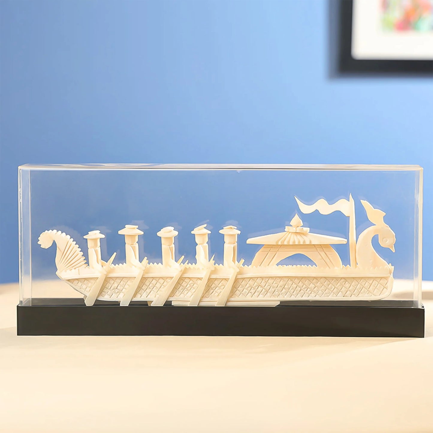 12" Sholapith Crafted Tribal Boat Race Table Decor