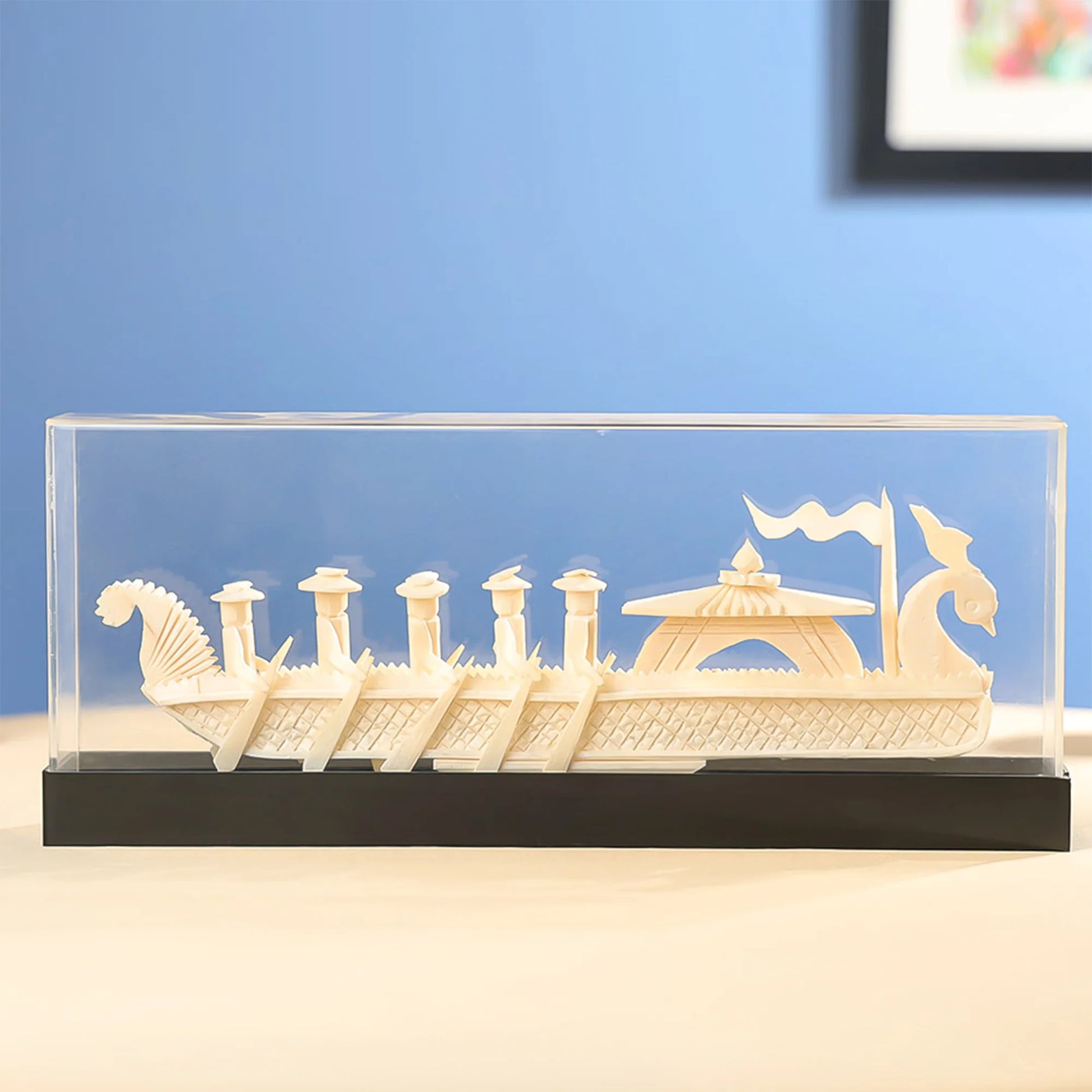 12" Sholapith Crafted Tribal Boat Race Table Decor