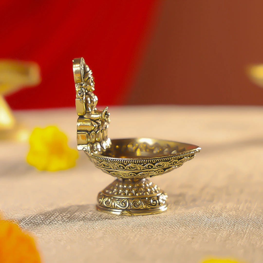 3.5" Brass Premium Finish Goddess Laxmi Diya
