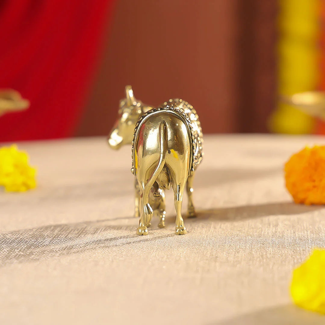 2.5" Brass Premium Finish Cow & Calf Idol