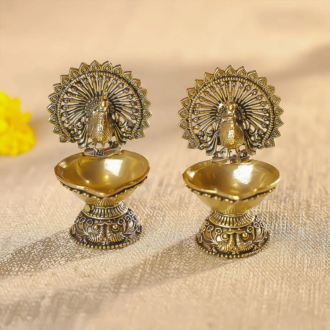 3" Brass Premium Finish Peacock Diya