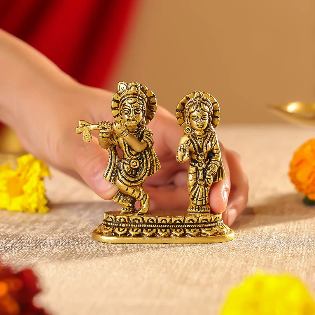 Brass Statue Radha & Krishna
