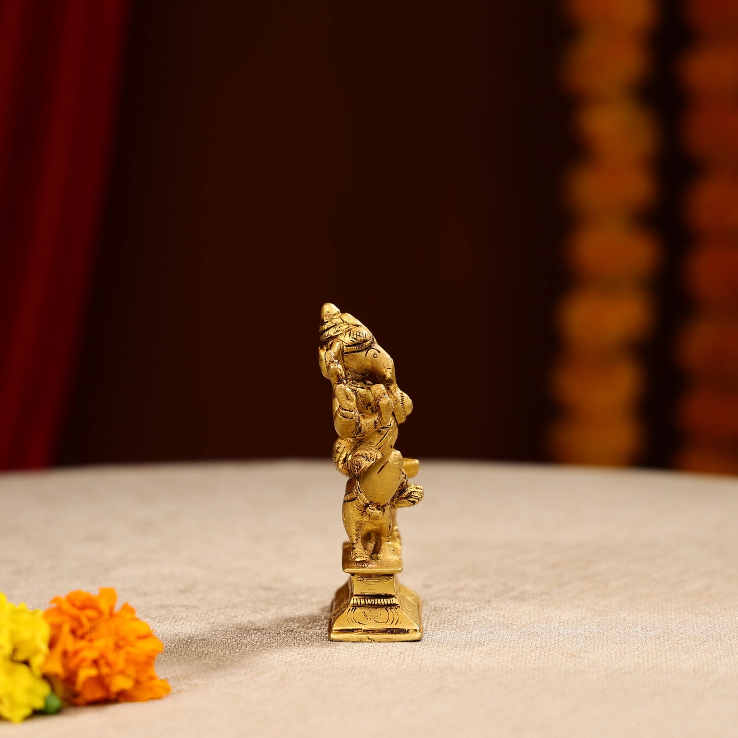 4.5 Super Fine Brass Lord Ganesha Idol Seated on Mouse