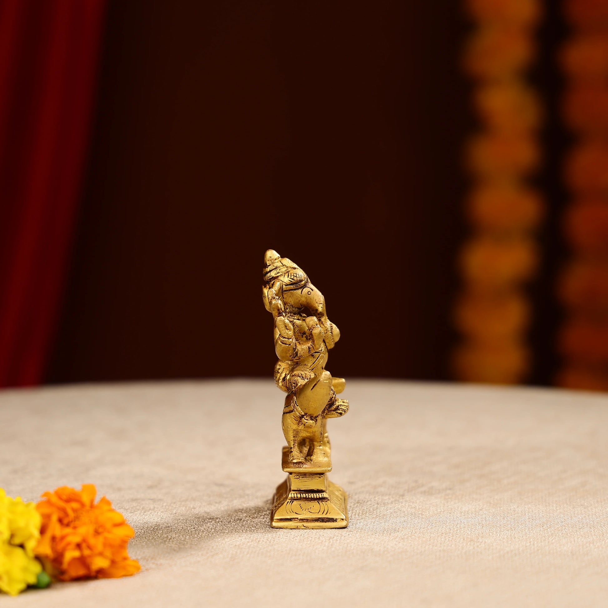 4.5 Super Fine Brass Lord Ganesha Idol Seated on Mouse