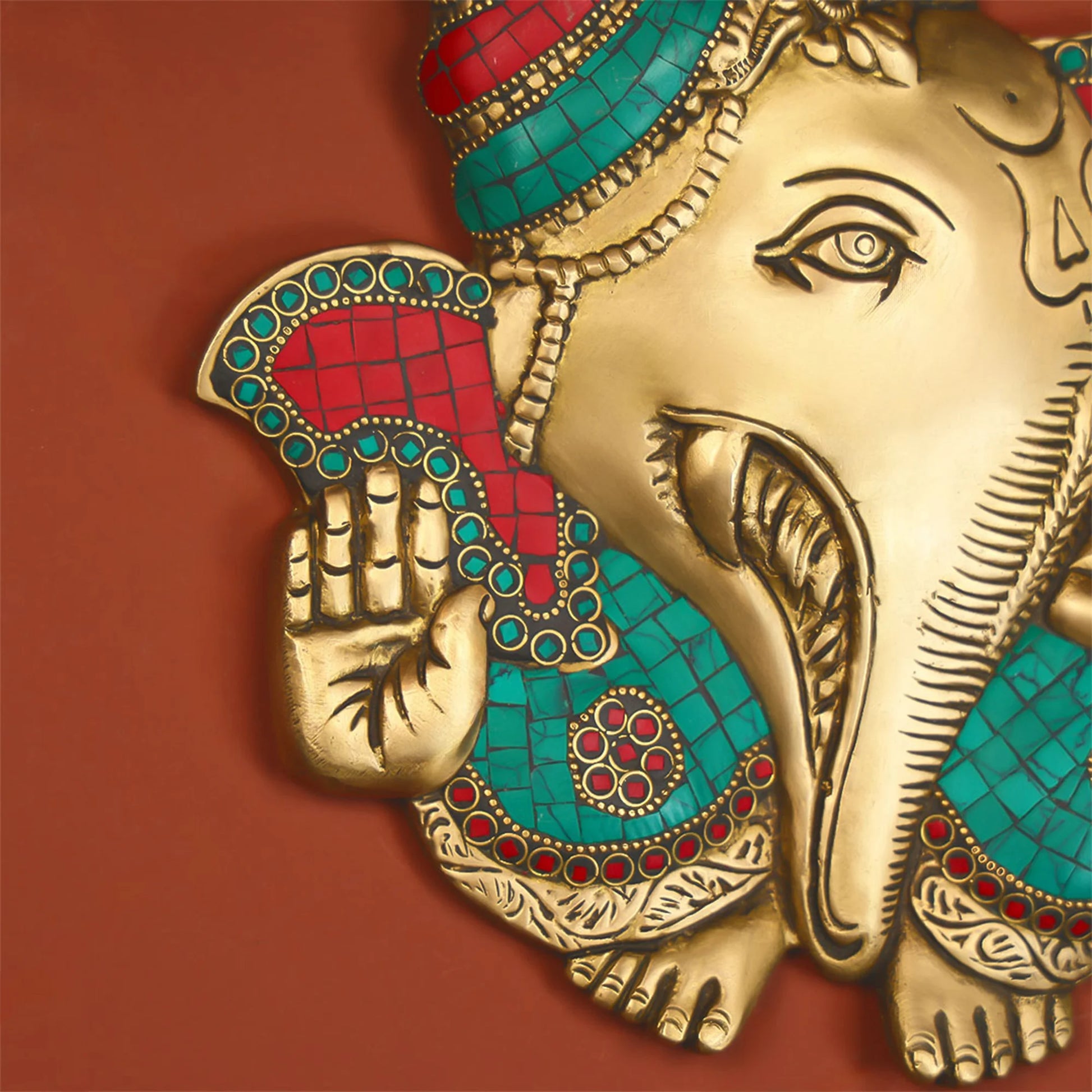 Brass God Ganesha Mask Wall Hanging
