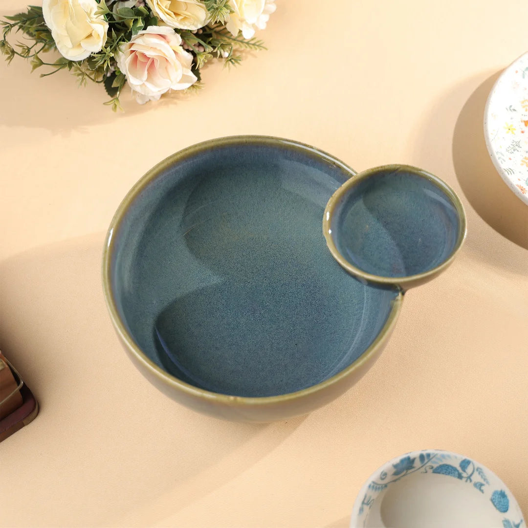 9" Studio Pottery Glossy Dip & Bowl Set