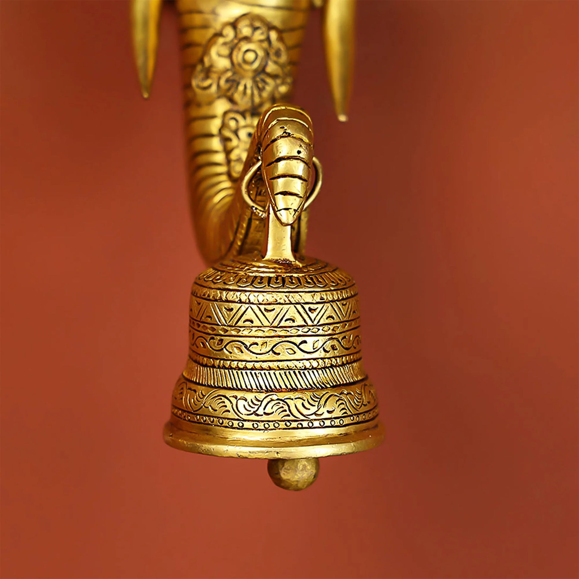 Brass Elephant Face With Wall Hanging