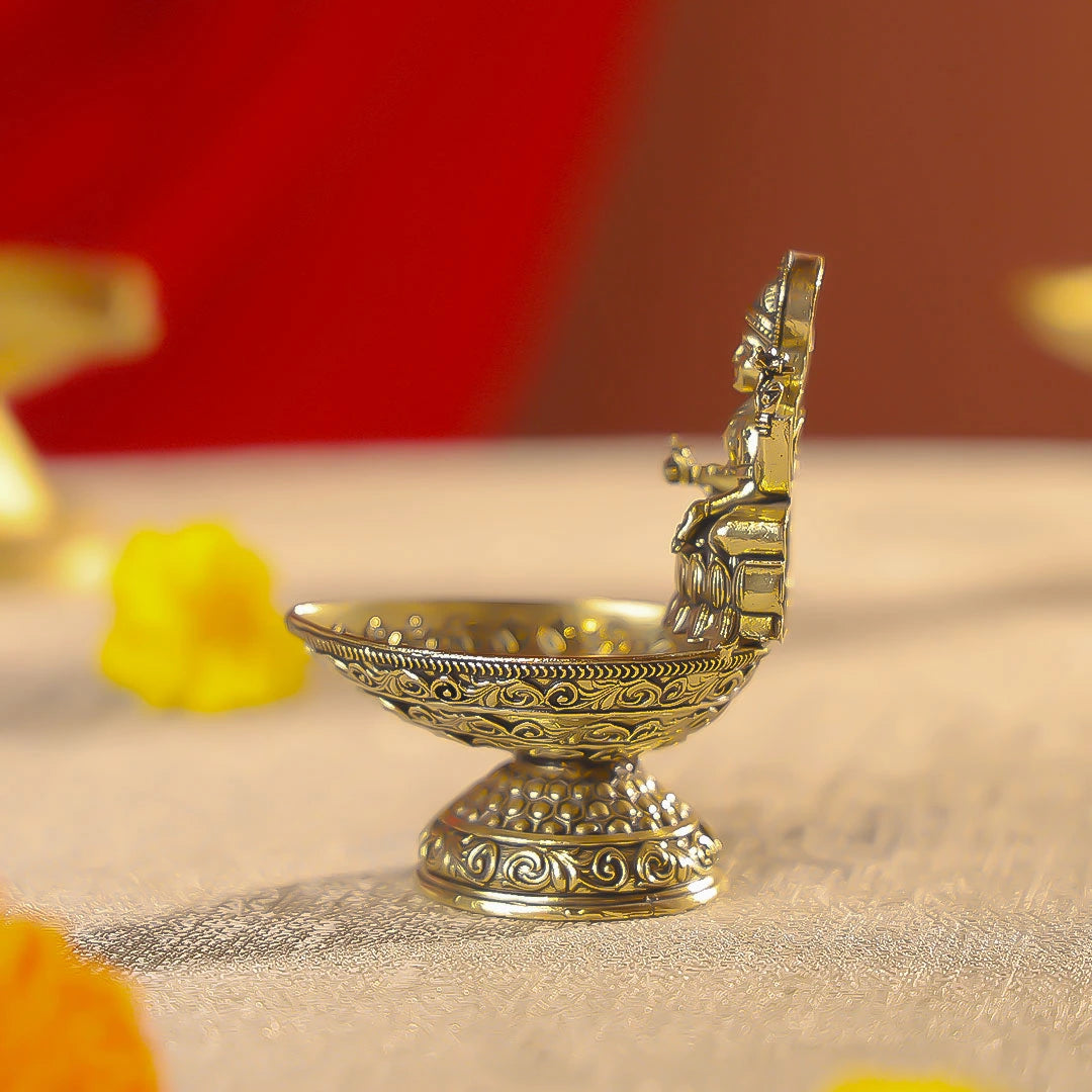 3.5" Brass Premium Finish Goddess Laxmi Diya