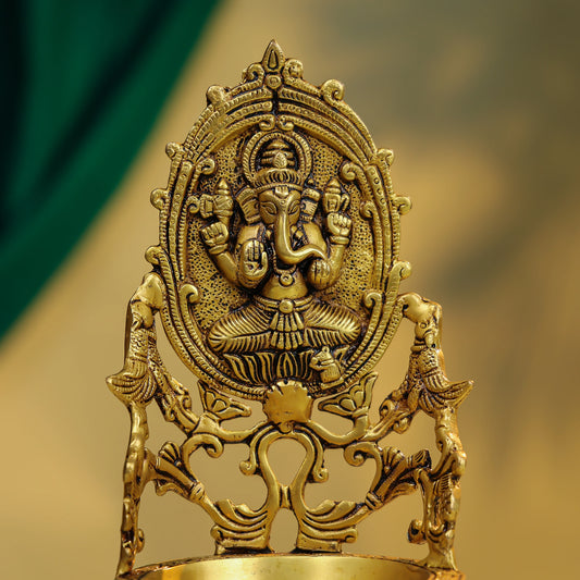 Brass Lord Ganesha Diya-Large