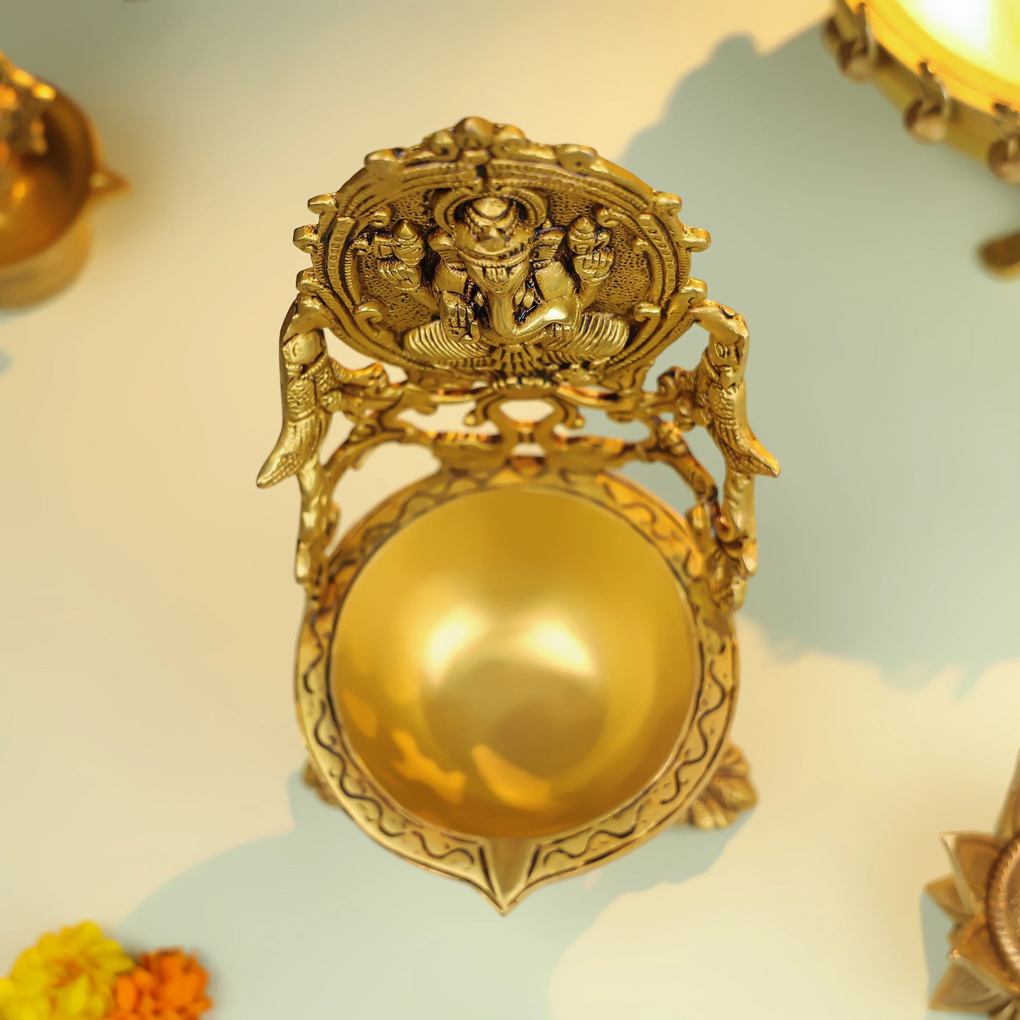 Brass Lord Ganesha Diya-Large