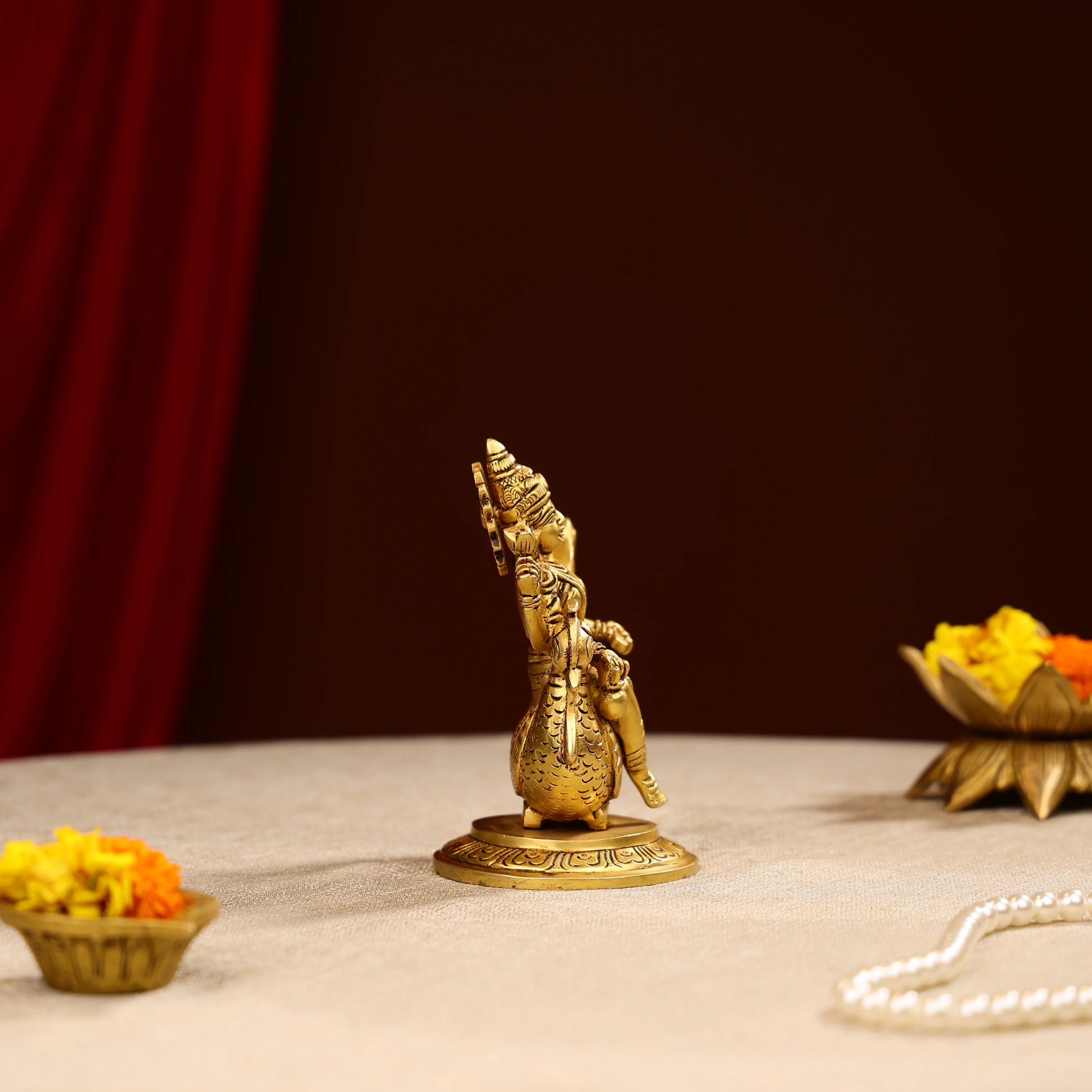 5.5 Super Fine Brass Goddess Gayatri Idol On Swan