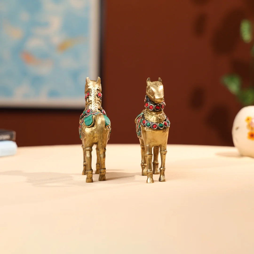 Brass White Antique Horse