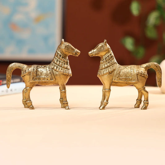 Brass White Antique Horse