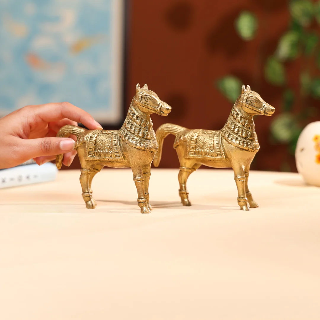 Brass White Antique Horse