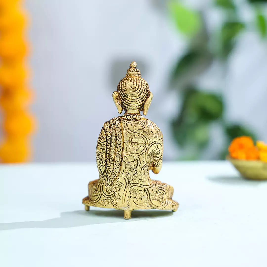 5" Brass Superfine Lord Buddha Seated Idol in Vitarka Mudra 2
